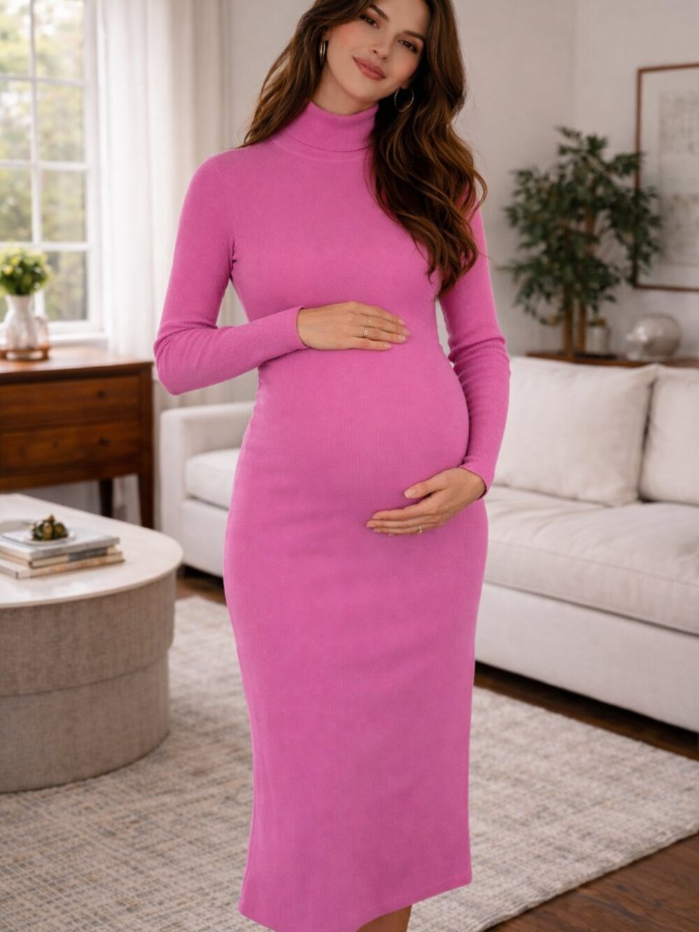 J. Crew x Hatch Balloon Sleeve Merino Wool Turtleneck Maternity Dress Sz S/M